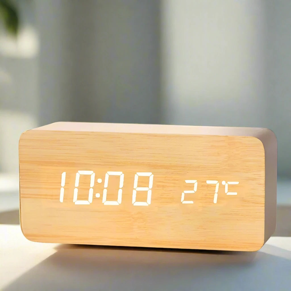 Modern Wooden LED Alarm Clock
