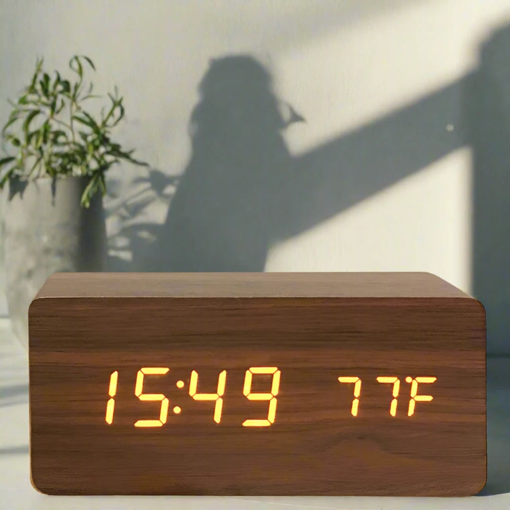 Modern Wooden LED Alarm Clock