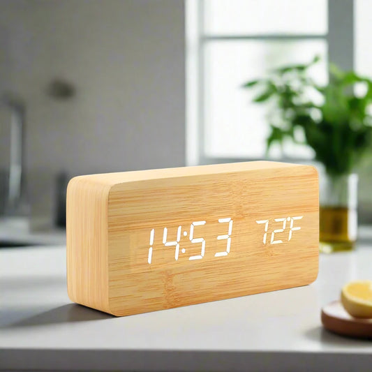 Modern Wooden LED Alarm Clock
